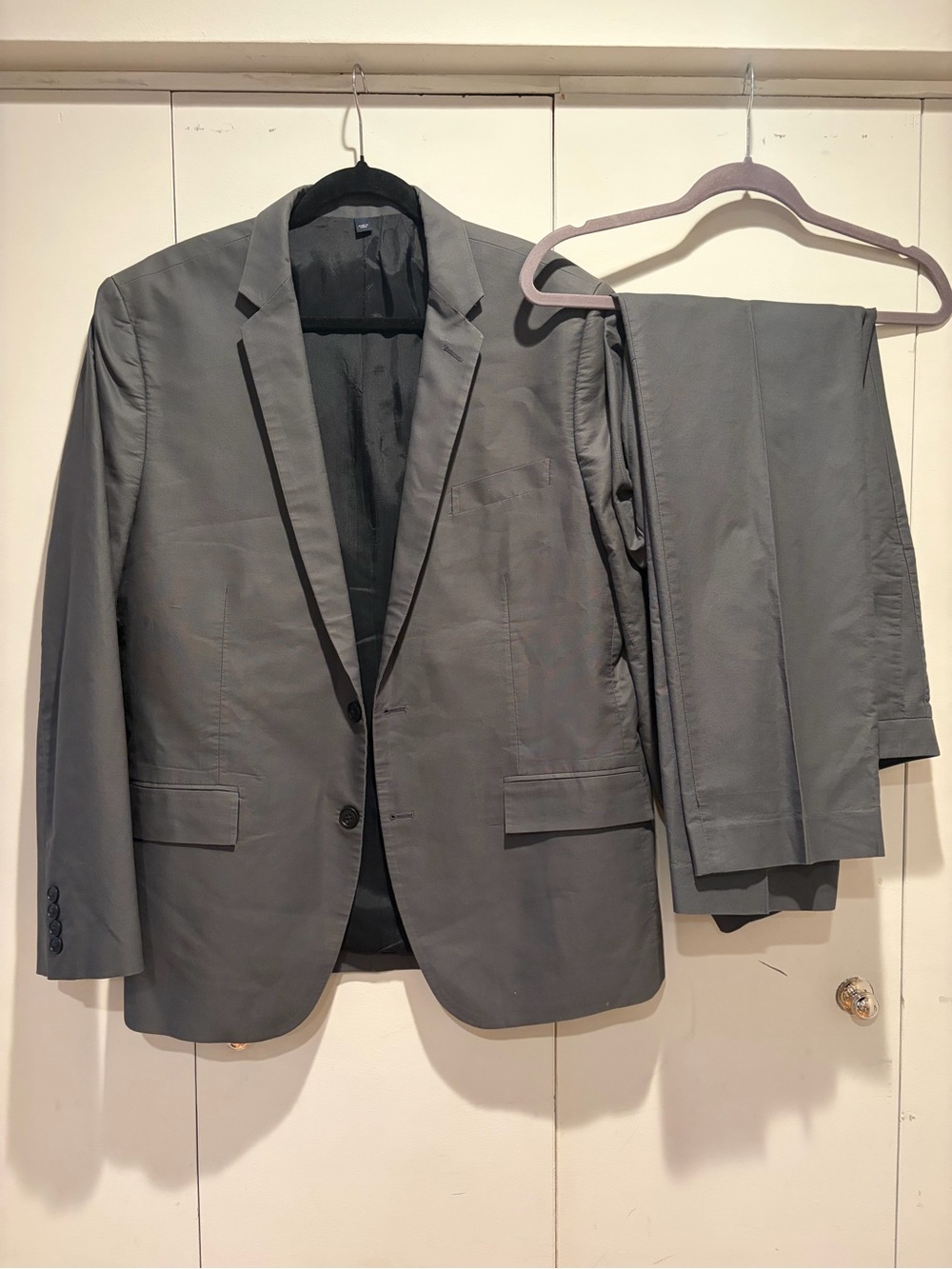 Full 2 Piece Suit J.CREW Men's Gray 100% Cotton 44R 34W 32L Thompson